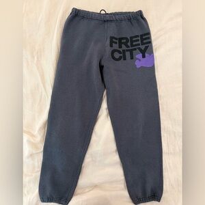 FreeCity Women’s Sweatpants - Dark Grey, Black and Purple | Size Small